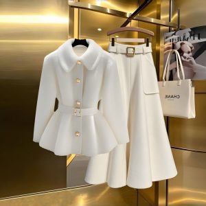 Winter Coat Wool Skirt Set