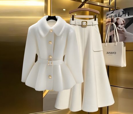 Winter Coat Wool Skirt Set