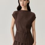 Women’s Crinkle Top Brown Cotton