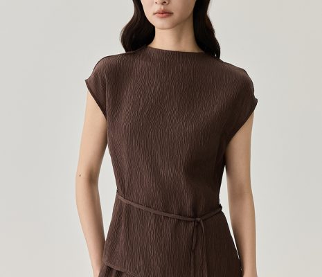 Women’s Crinkle Top Brown Cotton