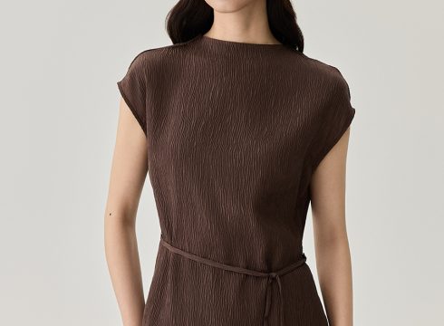 Women’s Crinkle Top Brown Cotton