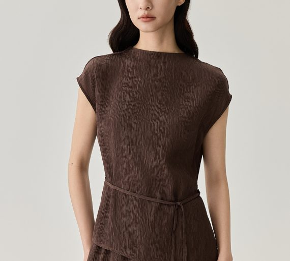 Women’s Crinkle Top Brown Cotton