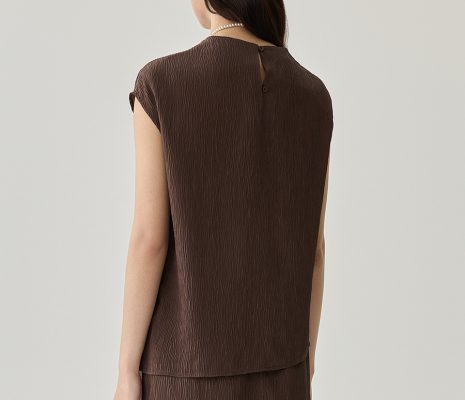 Women’s Crinkle Top Brown Cotton