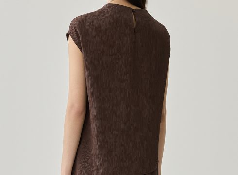 Women’s Crinkle Top Brown Cotton