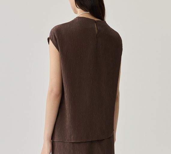 Women’s Crinkle Top Brown Cotton