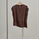 Women’s Crinkle Top Brown Cotton